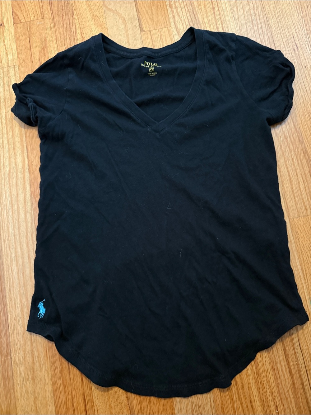 Polo by Ralph Lauren Black V-Neck Short Sleeve Tee with Blue Pony